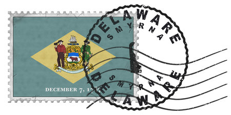 Delaware Smyrna Stamp with National Flag and Postmarkの写真素材