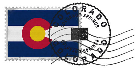 Colorado Colorado Springs Stamp with National Flag and Postmark