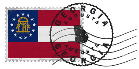 Georgia Augusta Stamp with National Flag and Postmark