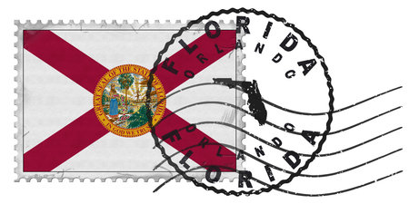 Florida Orlando Stamp with National Flag and Postmark