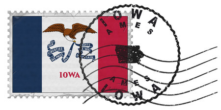 Iowa Ames Stamp with National Flag and Postmark