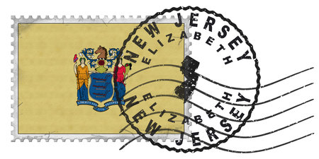 New Jersey Elizabeth Stamp with National Flag and Postmark