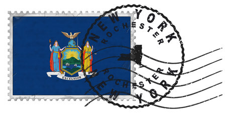 New York Rochester Stamp with National Flag and Postmark