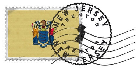 New Jersey Trenton Stamp with National Flag and Postmark