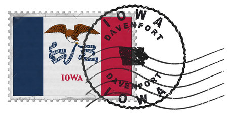 Iowa Davenport Stamp with National Flag and Postmarkの写真素材