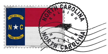 North Carolina Raleigh Stamp with National Flag and Postmark