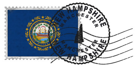 New Hampshire Manchester Stamp with National Flag and Postmark