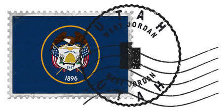 Utah West Jordan Stamp with National Flag and Postmark