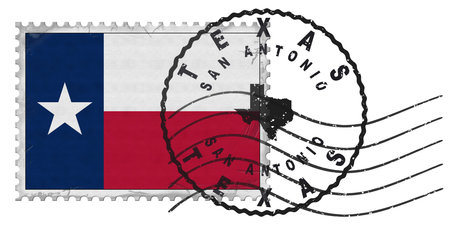 Texas San Antonio Stamp with National Flag and Postmark