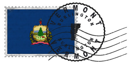 Vermont Burlington Stamp with National Flag and Postmark