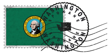 Washington Spokane Stamp with National Flag and Postmark