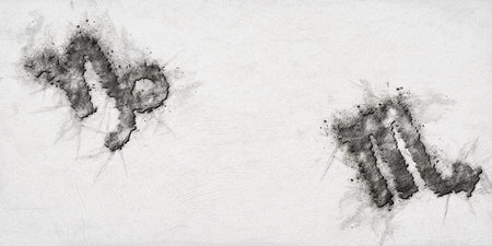 Capricorn and Scorpio Compatibility, Sketched Zodiac Symbolsの写真素材