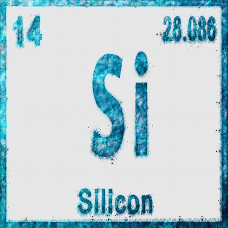 Silicon Chemical Element in Blue on White Backgroundの写真素材