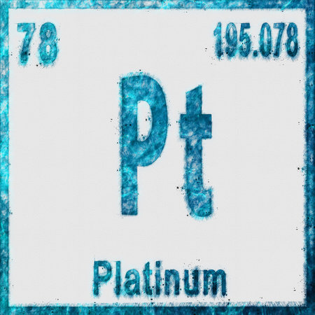 Platinum Chemical Element in Blue on White Background