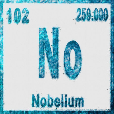 Nobelium Chemical Element in Blue on White Background