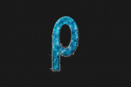 Rho sign. Rho letter, Greek alphabet Symbol, Blue Symbolの写真素材