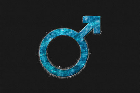 Male symbol, Men Sign,Â Gender symbol, Blue Symbolの写真素材