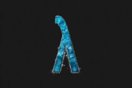 Lambda sign. Lambda letter, Greek alphabet Symbol, Blue Symbol