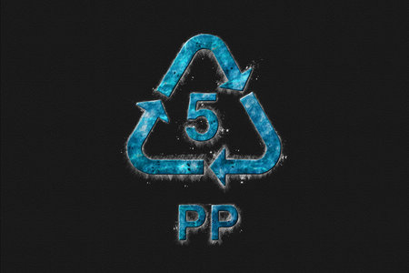 PP, Plastic recycling symbol PP 5, Blue Symbol