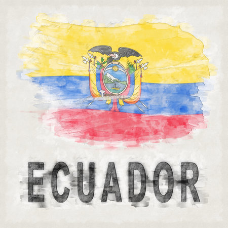 Ecuador National Colors with Country Name Backgroundの写真素材