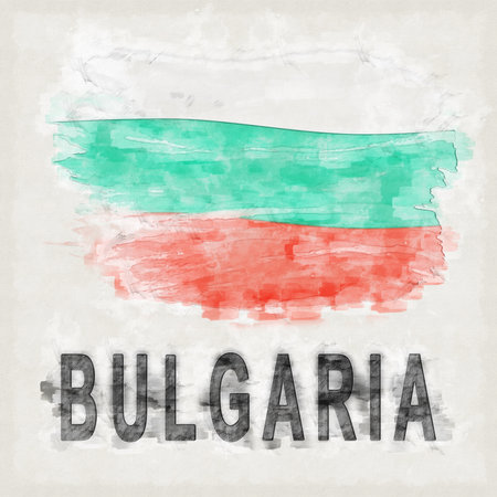 Bulgaria National Colors with Country Name Backgroundの写真素材