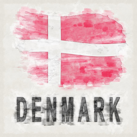 Denmark National Colors with Country Name Backgroundの写真素材