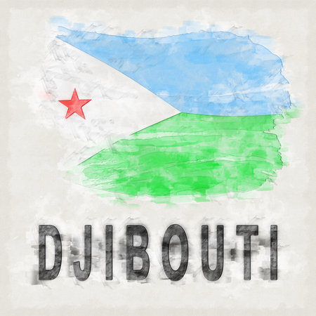 Djibouti National Colors with Country Name Backgroundの写真素材