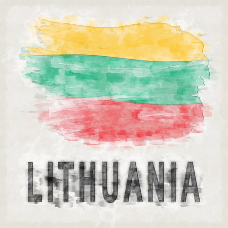 Lithuania National Colors with Country Name Backgroundの写真素材