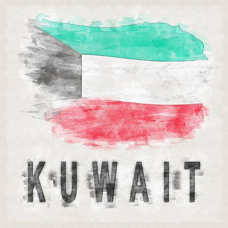 Kuwait National Colors with Country Name Backgroundの写真素材