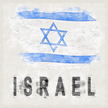 Israel National Colors with Country Name Backgroundの写真素材