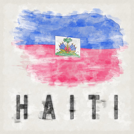 Haiti National Colors with Country Name Backgroundの写真素材