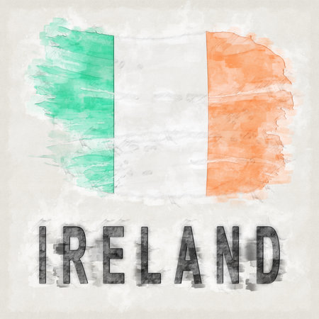 Ireland National Colors with Country Name Backgroundの写真素材