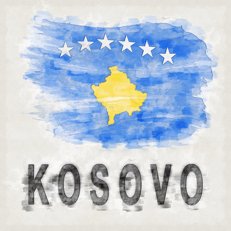 Kosovo National Colors with Country Name Backgroundの写真素材