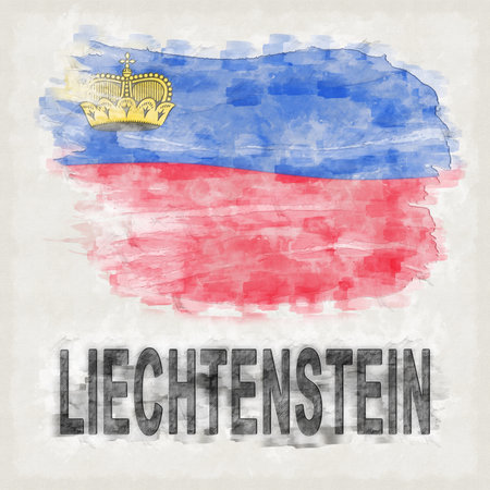 Liechtenstein National Colors with Country Name Backgroundの写真素材