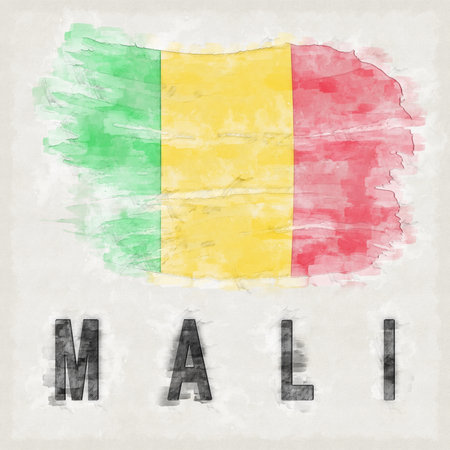 Mali National Colors with Country Name Backgroundの写真素材