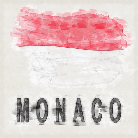 Monaco National Colors with Country Name Backgroundの写真素材