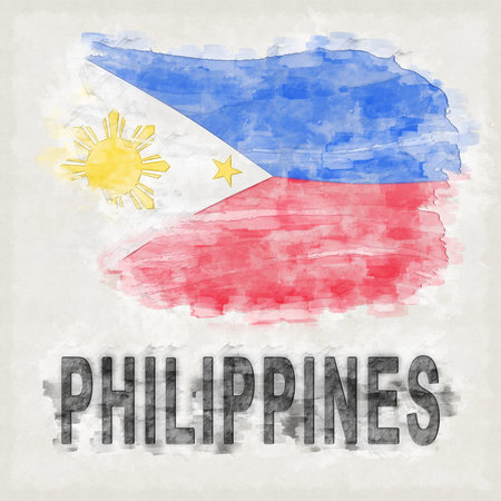 Philippines National Colors with Country Name Backgroundの写真素材