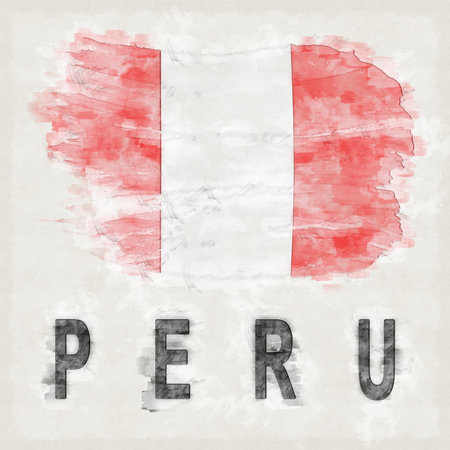 Peru National Colors with Country Name Backgroundの写真素材