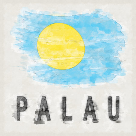 Palau National Colors with Country Name Backgroundの写真素材