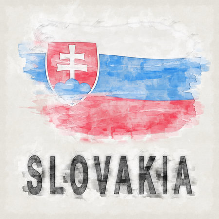 Slovakia National Colors with Country Name Backgroundの写真素材