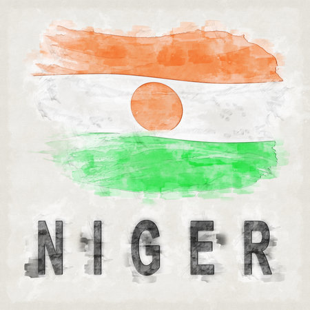 Niger National Colors with Country Name Backgroundの写真素材