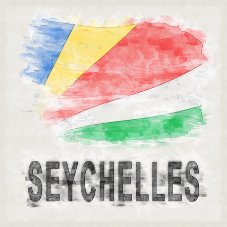 Seychelles National Colors with Country Name Backgroundの写真素材