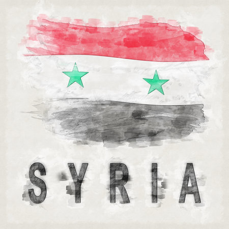Syria National Colors with Country Name Backgroundの写真素材