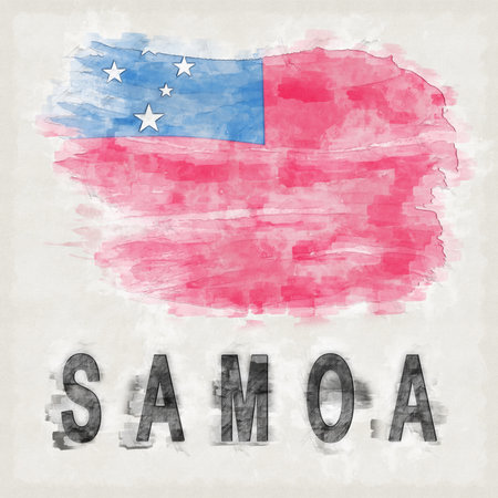 Samoa National Colors with Country Name Backgroundの写真素材