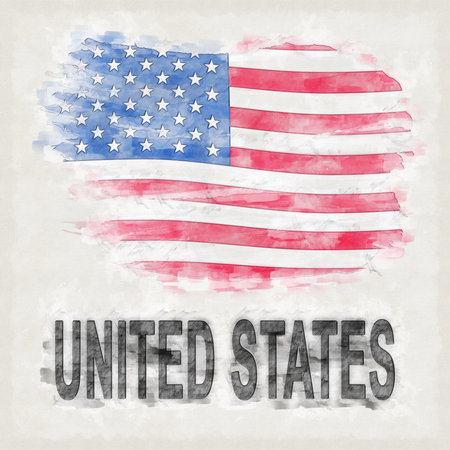 United States National Colors with Country Name Backgroundの写真素材