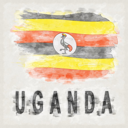 Uganda National Colors with Country Name Backgroundの写真素材