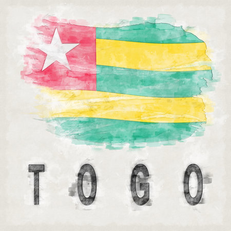 Togo National Colors with Country Name Backgroundの写真素材
