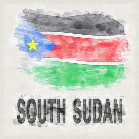 South Sudan National Colors with Country Name Backgroundの写真素材