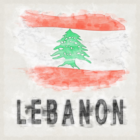 Lebanon National Colors with Country Name Backgroundの写真素材