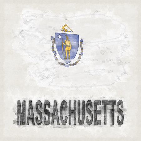 Massachusetts Colors with State Name Backgroundの写真素材